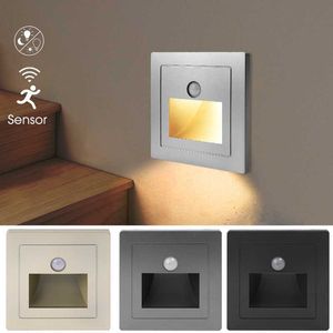 s 180-240V Night Smart PIR Motion Detector Sensor LED Stair Recessed Step Ladder Wall Light Kitchen Foyer AA230426