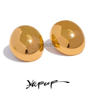 Stud Yhpup Big Oval Geometric Stainless Steel Gold Color 18k Plated Waterproof Fashion Charm Stud Earrings Large Ear Jewelry Women zln231127