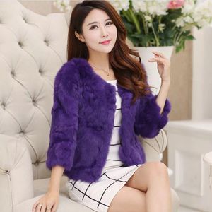 Fur 2022 Natural Real Rabbit Fur Coat Women Winter Elegant Fur Warm Jacket Fashion Slim Outwear Genuine Rabbit Fur Overcoat C14