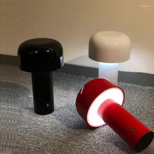 Lampade da tavolo Lampada nordica Luci a fungo per soggiorno Luce notturna portatile senza fili Ricarica da comodino Dimmerazione Lettura a led