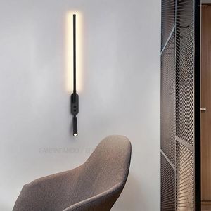 Duvar lambaları Siyah Modern Minimalist LED Hafif Yatak Odası Başucu Salonu Ev Lamba Sofa Arka Planı Sconce Işıkları