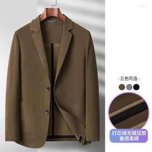 Herrdräkter mode koreansk version av medeltjocklek sömlös presslim corduroy casual allt brittisk stil bröllop blazer