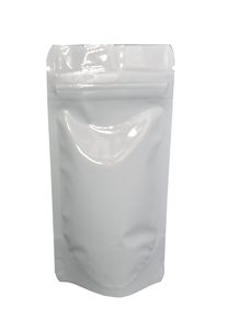 8513 cm weiß glänzende Stand-up-Aluminiumfolien-Verpackungsbeutel 100 Stück Doypack Zip-Lock-Lebensmittelbohnen-Kaffee-Aufbewahrung Mylar-Beutel mit Reißverschluss 9299723