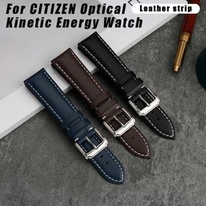 For CITIZEN Blue Angel Men Radio Wave Watch AT8020-54L 8020-03L JY8078 curved end Genuine Leather Watchband Bracelet Strap 22mm 23mm 21mm