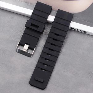 Watch Bands Accessories Men's Soft Silicone Strap 24mm Ladies Casual Sports Waterproof Natural Rubber Buckle