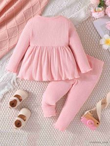 Clothing Sets 2pcs Kid sets Pure Pink Casual Tops+Pant Spring And Autumn Outwear Costume set Baby Kids Clothes Set R231127