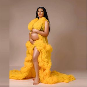 Gold Rüschen Plus Size Schwangere Damen Umstandsnachtwäsche Kleid Slipt Nachthemden für Fotoshooting Dessous Bademantel Nachtwäsche Babyparty