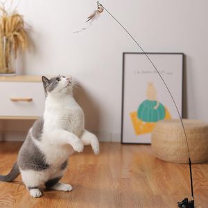 Toys Interactive Feather Cat Toy Simulation Bird Teaser Stick Teaser Cats Bells Wand Kitten Accessories Pet Products Toys For Cat