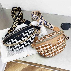 Waist Bags Fashion Waist Bag Women Crossbody Pouch Wide Shoulder Strap Bag Chain Handbag Trend Chest Bags For Women Belt Buttock P222K