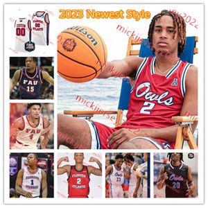 2023 MENS FINAL Fyra FAU OWLS Basketbolltröja Tre Carroll Leo Beath Jack Jackson Alejandro Ralat Brandon Weatherspoon Florida Atlantic Owls Jerseys Custom