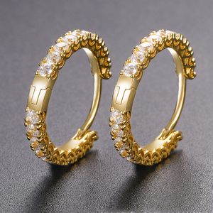 19mm 18K White Gold Plated Bling CZ Earrings Hoops for Men Girls Women for Party Wonderful Birthday Gift