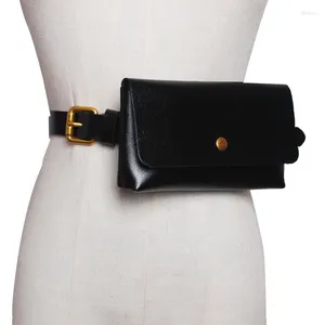 Midjepåsar Pures and Wild Ca Se Leather Mobile Telefon Bag Ladies Löstagbart bälte som körs med dual-användning Fanny Pack för kvinnor