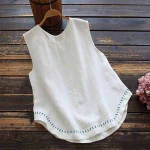 Women's Blouses Sleeveless Tops Retro Shirts 2023 Summer Women Casual Loose Blouse Shirt Ladies Work Office Blusas Womens Clothing