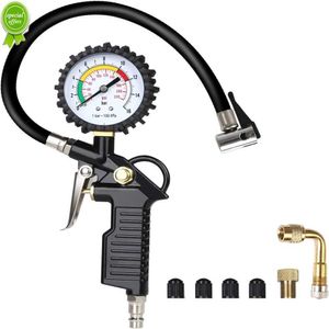 Tyre Pressure Gauge 0-220 PSI Tyre Inflator with Pressure Gauge Air Compressor Valve Air Chuck and 90 Degree Valve Extender