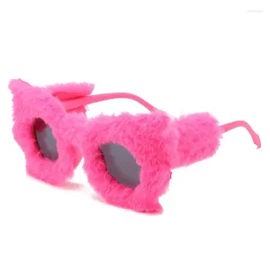 Güneş gözlüğü retro kedi göz yumuşak peluş kadın moda mavi pembe gözlük trend erkekler kelebek güneş gözlükleri tonları uv400