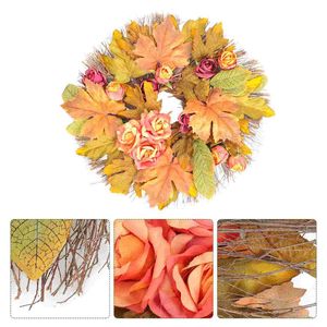 Flores decorativas grinaldas 1pc Day Ação de Graças Design de cana da coroa de guirlanda Decoração de guirlanda (laranja)