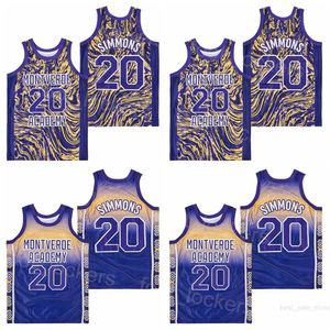 Ben Simmons High School Jerseys 20 Basketball Montverde Academy Marble Team Color Purple Moive Hiphop College Stitched University Pullover Shirt for Sport Fans