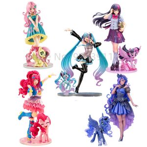 Anime manga 20cm moje małe figurki pinkie pie bishojo ładna dziewczyna fluiershy statua pvc akcja kolekcjonerska modelu lalki