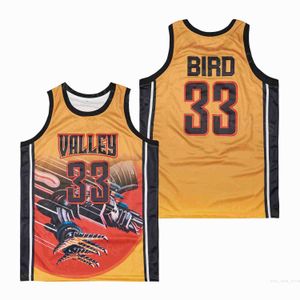 Larry Bird High School Jerseys 33 Basketball Springs Valley Retro Moive University Pullover für Sportfans Stickerei ALTERNATE Gelb Team Atmungsaktives Shirt-Oberteil