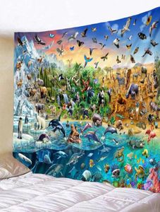 Tapestries Sea Land Air Animal Landscape Tapestry Forest Rain Ocean World African Grassland Fauna Wall Hanging Decorations Sheet M7741757