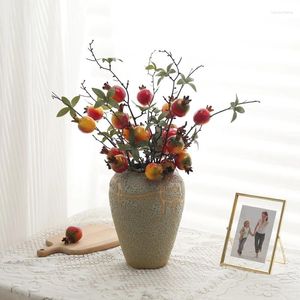 Flores decorativas espuma de romã artificial para festa de casamento casa decoração de natal diy falso ramo de frutas vaso acessórios adereços