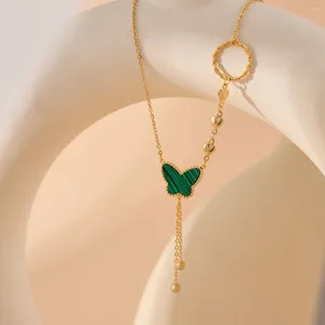 Collane con ciondolo Collana da donna in acciaio inossidabile Cuore Farfalla Colore oro Catena irregolare Gioielli di moda per donna all'ingrosso