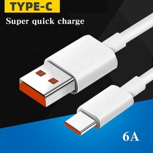 Cavo dati USB tipo C 6A 1M 3FT Linee adattatore per caricabatterie per cavo di ricarica rapida Android per Huawei Xiaomi Samsung in borsa OPP