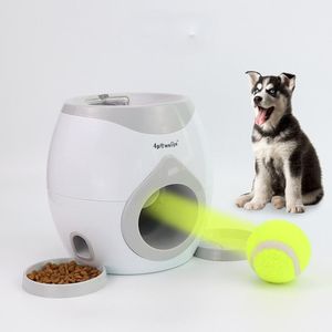 Matande hund tennis mat belöning maskin med petboll kastare långsamma leksaker bland mataren smart leksak interaktiv lämplig för katter hundar