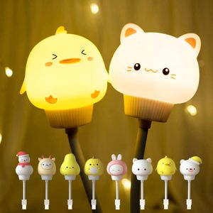 Lights Cute LED Chlidren USB Light Cartoon Night for Baby Kid Bedroom Decor Bedside Lamp New Year 2022 Gift AA230426