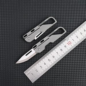 Liga de titânio Mini Faca dobrável High Hightness D2 Blade Keychain Pingente Pocket Pollow Facas ao ar livre EDC Tools