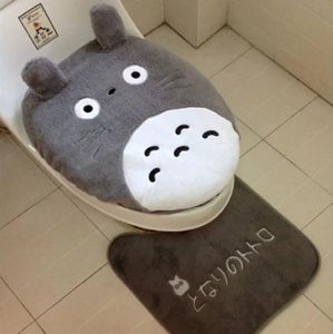 Täcker totoro min granne katt anime badrum plysch toalettstol täcke wc säte kudde ram baddörrat set