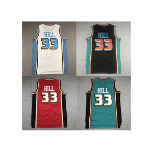 American Basketball Wear Grant Hill 33 Trowback Men Jerseys Red Branco Branco Mitchell Ness Camisa Tamanho adulto Tamanho da camisa Costura Mix Pedido