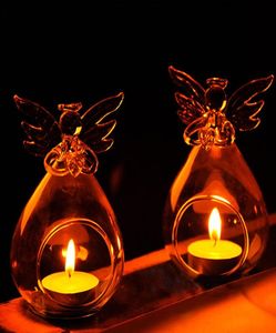 Angel Glass Candlestick Crystal wiszący herbata światło świeca wystrój domu świecznik dom Home Candle Holders9374277