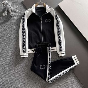 Mens Cotton Tracksuit vinter blixtlås cardigan kappa designer jacka broderade jogging byxor g jacquard byxor två bitar set herrkläder