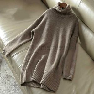 Women's Sweaters Cashmere sweater women turtleneck sweater knitted wool pullover long loose thick warm sweater fashion casual women's sweater zln231127