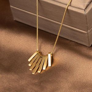 Pendant Necklaces Waterproof Titanium Steel Jewelry Elegant Gold Plated Geometric Sector Tassel Necklace For Women 2023 Collares Para Mujer