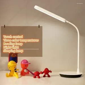 Luzes noturnas Stepless Dimmable Desk Reading Light Dobrável Rotatable Touch Switch LED Table Lamp DC 5V Carregamento USB