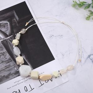 Pendant Necklaces Resin Wood Beaded Necklace Accessories Fashion Chunky Vintage Women Girls Bijou Long Rope Chain Jewelry 2023 Love Gift