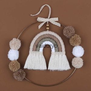 Mobiles# macru nórdico decoração de parede arco -íris para quarto berçário garoto garotos redonda redonda de tapeçaria corda tecido pendurado n84cvaiduryb