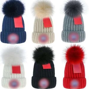 2024Skull Caps Beanie/Skull Caps Designer Winter cap Knitted Beanie Woolen Hat Men Women Chunky Knit Thick Warm faux fur pom Beanies Hats Female Bonnet Black Beanies