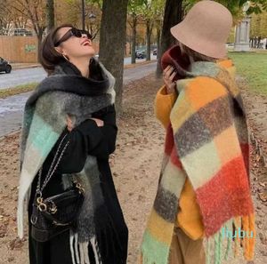 Scarves Light Encounter Scarf Matching Guide Home's Same Autumn and Winter Imitation Cashmere Loop Shawl Square Fringe Mesh Red