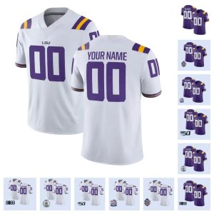 Maglie Calcio NCAA Ja'marr Chase Joe Burrow Justin Jefferson Clyde Edwards Helaire Derrius Guice Beckham Jr. LSU Tigers Maglie personalizzate Alta