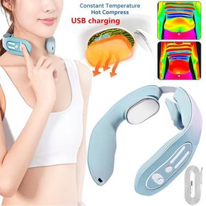 Back Massager EMS Neck Acupoints Lymfity Massage Device Intelligent Neck Massager With Heat Blue Design 230426