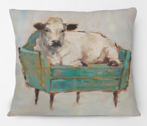 CushionDecorative Pillow Hand Painting Animal Cow In Sofa Couch Cushion Covers Home Decorative Modern Art CaseCushionDecorative6562411