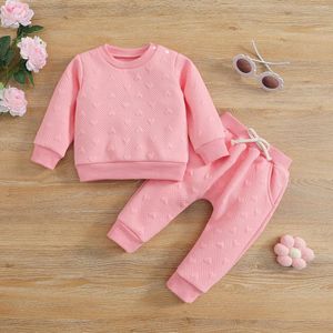 Zestawy odzieży Baby Boys Girls Autumn Winter Outfit garnitur bawełniane swobodne pikowane serce z długim rękawem bluzki