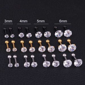 Popular Earbone Nails Round Zircon Earrings Stainless Steel Screws Earrings piercing 14K Gold Plated Cubic Zircon brinco For Guys