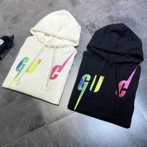 Alta versão Gu Home Illusion Lightning Letter Impresso Homens e Mulheres Loose Fitting Hooded Sweater1