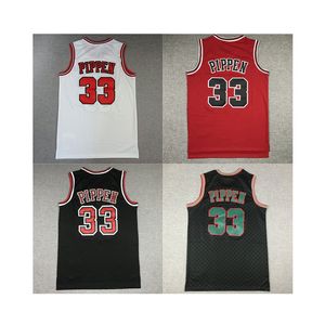 American Basketball Wear Scottie Pippen 33 Shotback Men Jerseys Czerwony czarny biały Mitchell Ness koszulka dla dorosłych rozmiar zszyta koszulka