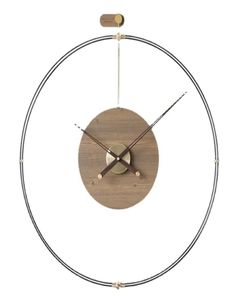 Nordic Luksusowy zegar ścienny Nowoczesny design cichy duży zegary Dekor Home Creative Wood Metal Watch Dekoracja salonu 2111301634953