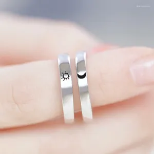 Küme halkaları moda açılış yüzüğü ayarlanabilir güneş ay çifti evlilik yıldönümü parmak takı hediyesi